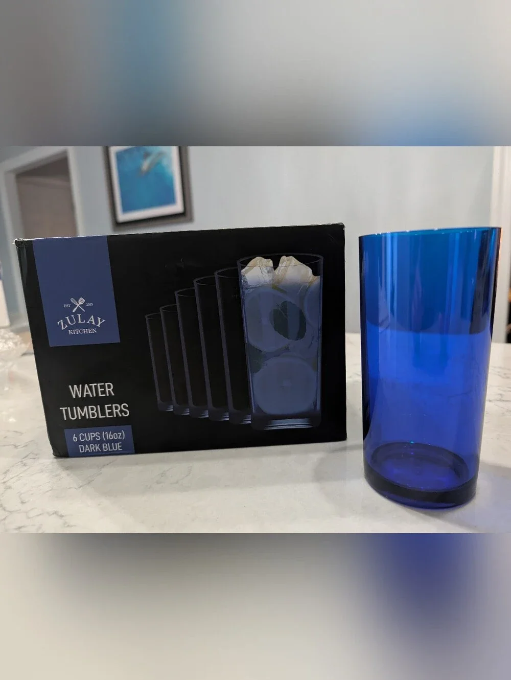 Zulay Kitchen Blue Acrylic Tumbler Set (6pc)-Shatter Proof